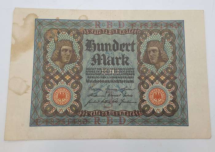 1920  Germany  Germany (1871-1948) 100 Mark Reichsbank note