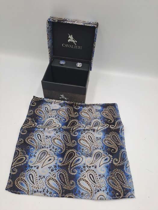 Vintage Cavalieri Cufflinks and Pocket Square Gift set -The Tie is Missing