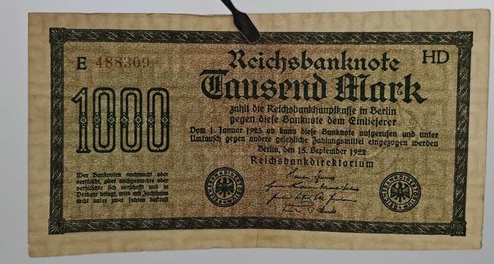 1922 Germany  1000 Mark Reichsbank note