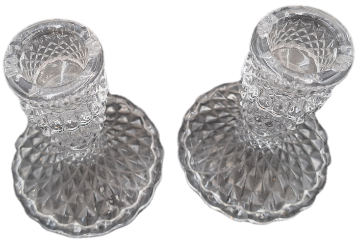 A Pair of Crystal Candle Sticks 10,5cm