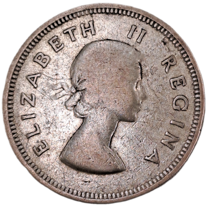1955 South Africa Silver (.500) 2 Shillings - Elizabeth II 1st portrait
