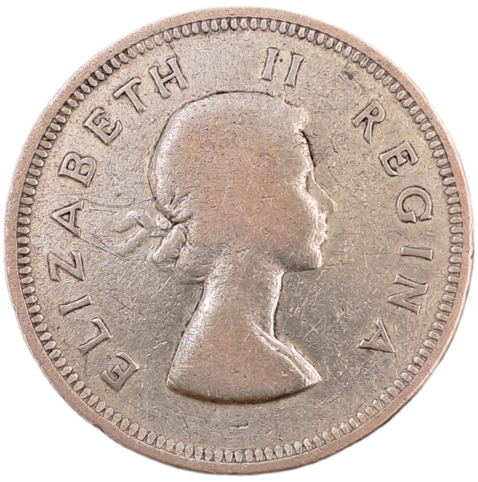 1955 South Africa Silver (.500) 2 Shillings - Elizabeth II 1st portrait