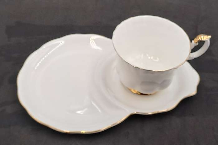 Vintage Royal Albert Tennis/Snack Set Val d`Or White and  Gold trim (Cup has a Chip)
