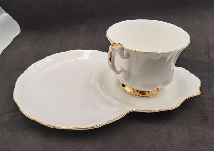 Vintage Royal Albert Tennis/Snack Set Val d`Or White and  Gold trim (Cup has a Chip)