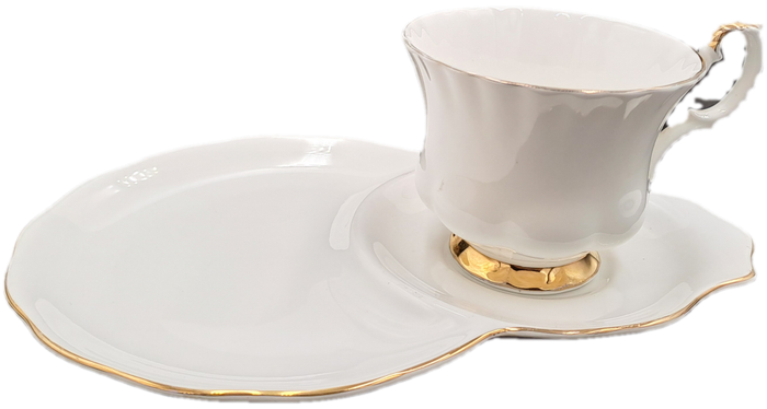 Vintage Royal Albert Tennis/Snack Set Val d`Or White and  Gold trim (Cup has a Chip)