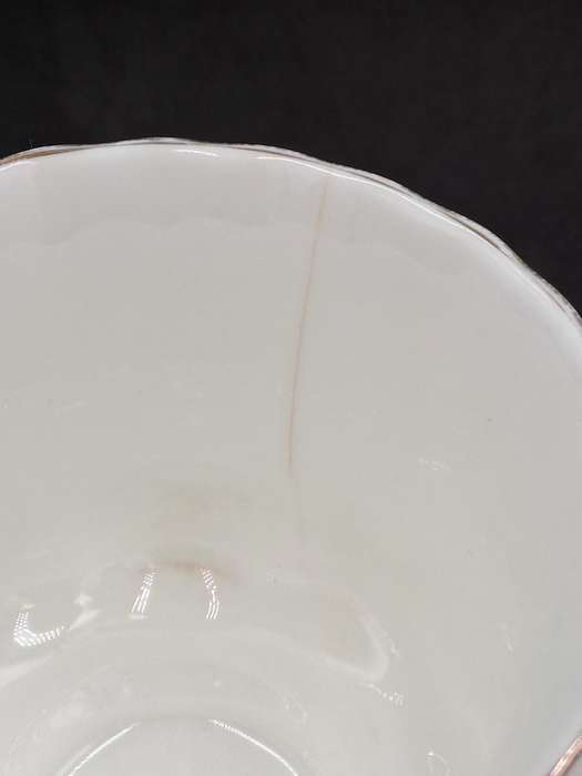 Vintage Royal Albert Tennis/Snack Set Val d`Or White and  Gold trim (Cup has a Hairline Crack)
