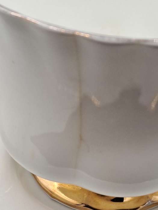 Vintage Royal Albert Tennis/Snack Set Val d`Or White and  Gold trim (Cup has a Hairline Crack)