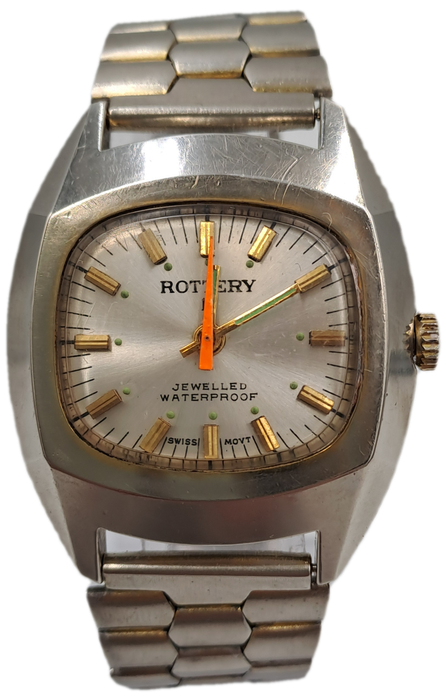 Vintage Mens Rottery Swiss Made Manual Wind Watch -Working -17 Jewels