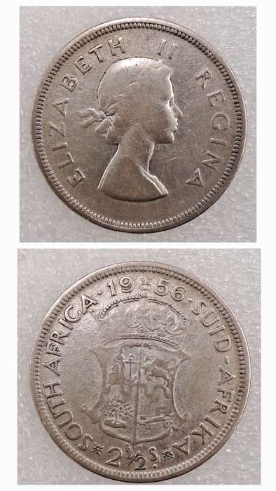 1956 South Africa Silver (.500) 2½ Shillings - Elizabeth II