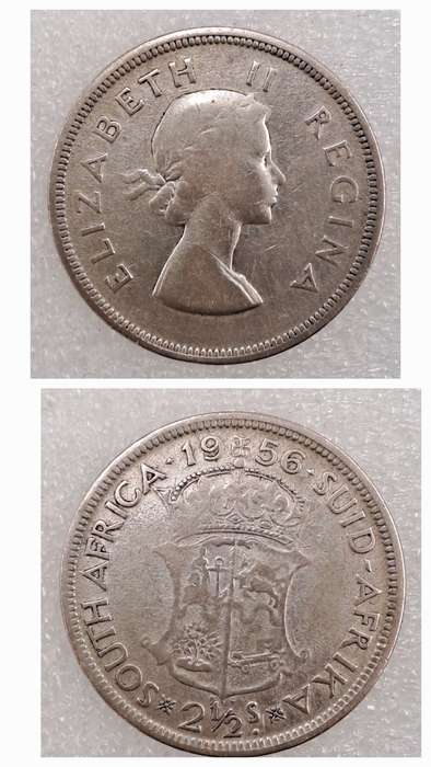 1956 South Africa Silver (.500) 2½ Shillings - Elizabeth II