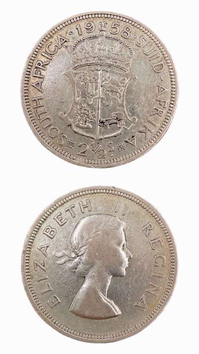 1958 South Africa Silver (.500) 2½ Shillings - Elizabeth II
