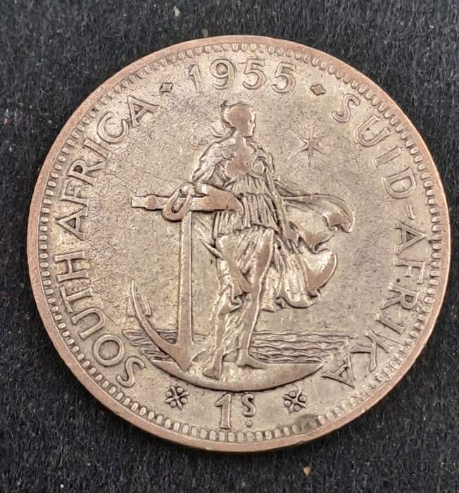 1955 South Africa Silver (.500) 1 Shillings - Elizabeth II