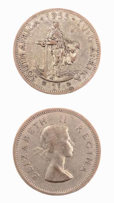 1955 South Africa Silver (.500) 1 Shillings - Elizabeth II