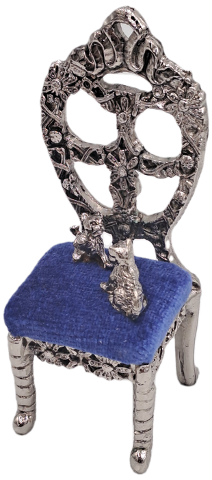 Silver Miniature Chair with 2 Cats -Made in Portugal