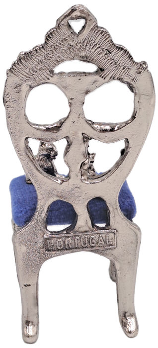 Silver Miniature Chair with 2 Cats -Made in Portugal