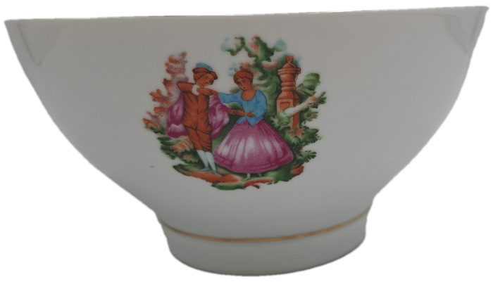 Vintage Porcelain China Rice Bowl -Made in Liling China -with Fragonard's courting Couple