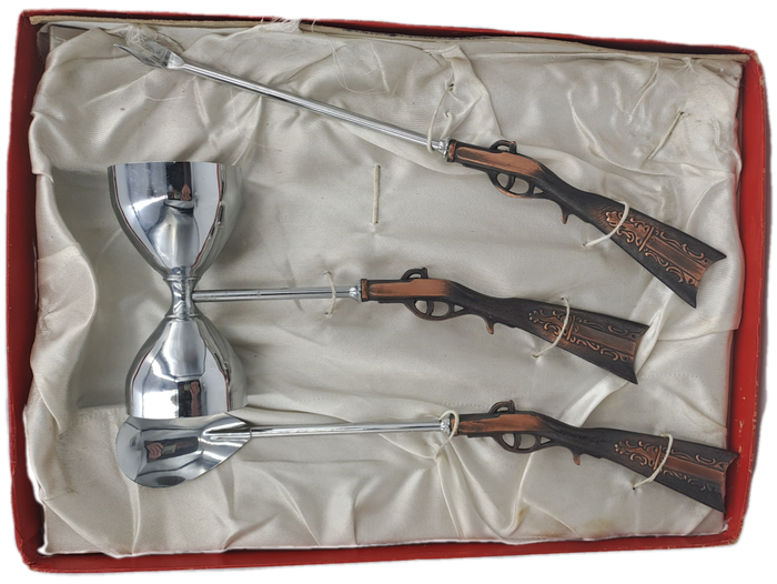 3pc Vintage 1960's Japan Rifle Bar Utensil set- The Rifle is Copper