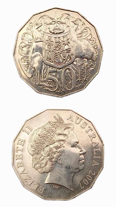 2007 Australia 50 Cents - Elizabeth II 4th Portrait