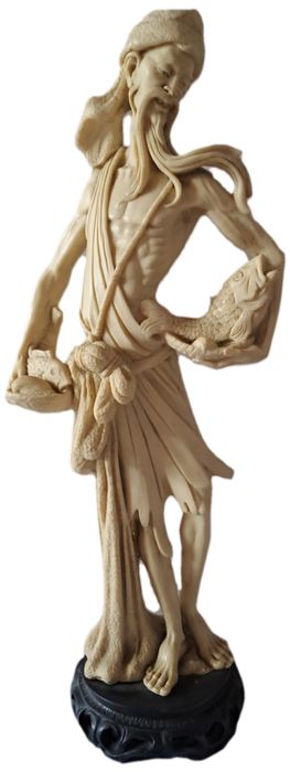 Large Vintage Asian Villager fisherman figurine - Resin