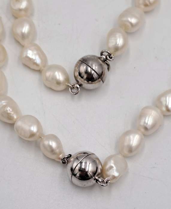 2 Genuine 10mm Pearl Necklaces 64cm and 40cm