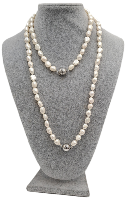 2 Genuine 10mm Pearl Necklaces 64cm and 40cm