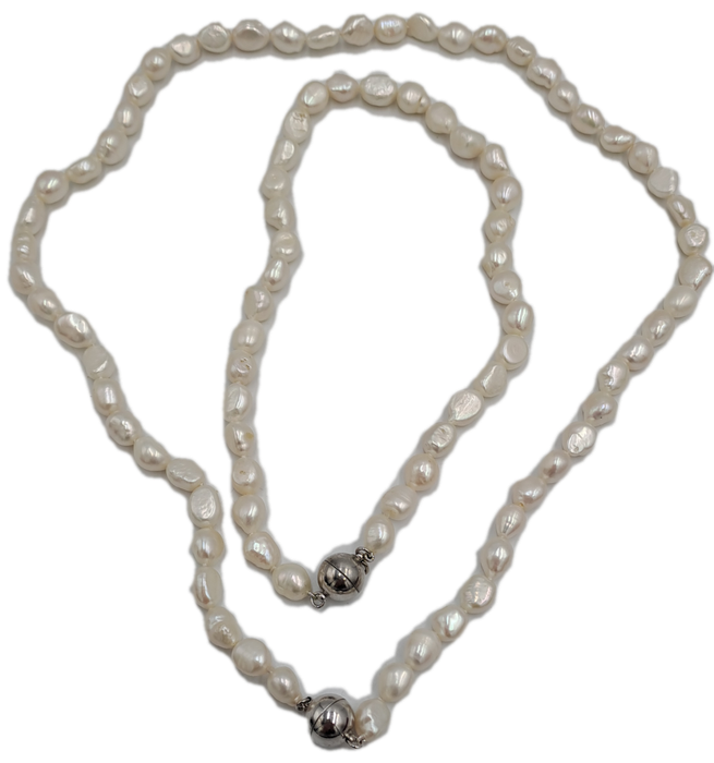2 Genuine 10mm Pearl Necklaces 64cm and 40cm