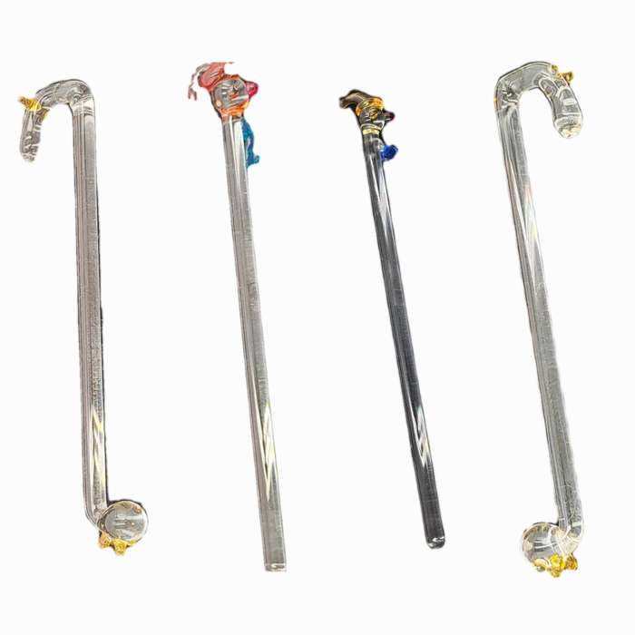 6 Collectable Handmade glass Swizzle /Stir Sticks