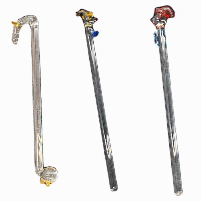 6 Collectable Handmade glass Swizzle /Stir Sticks