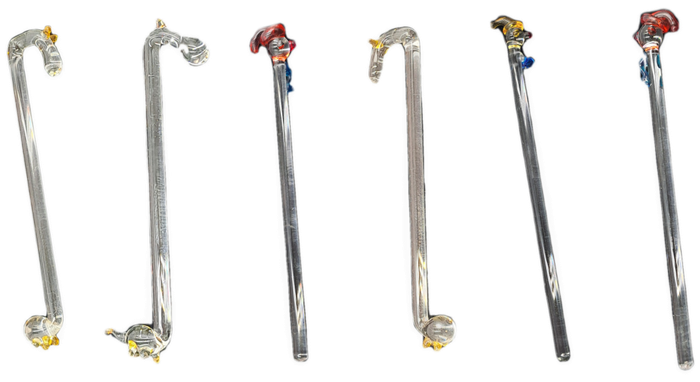 6 Collectable Handmade glass Swizzle /Stir Sticks