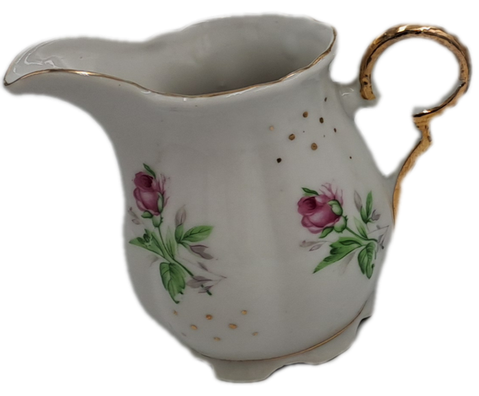17 Pc Porcelain Teaset  Rose design - 1 cup was replaced with a different Pattern-Small Set