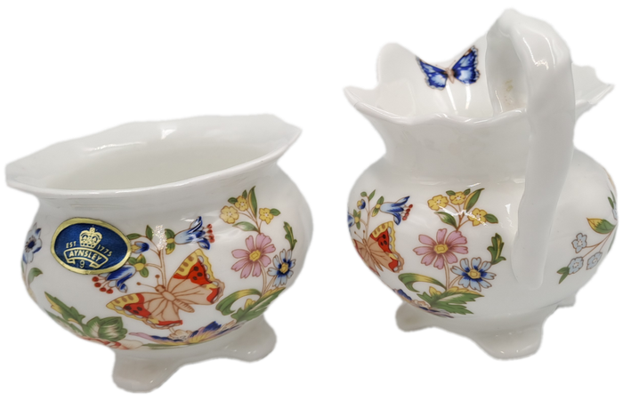 Vintage Aynsley COTTAGE GARDEN Surgar Bowl and Greamer -Bone China -England