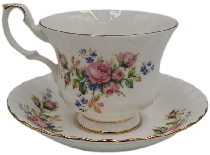 Vintage Royal Albert MOSS ROSE Tea Duo - Bone China - England