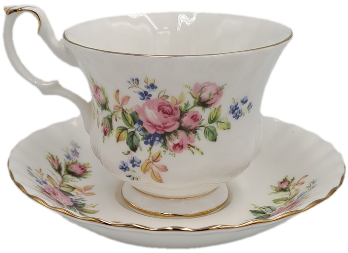 Vintage Royal Albert MOSS ROSE Tea Duo - Bone China - England