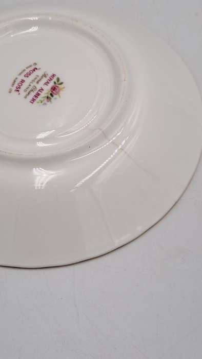 Vintage Royal Albert MOSS ROSE Tea Duo - Bone China - England-CHIPPED AND HAIRLINE CRACK