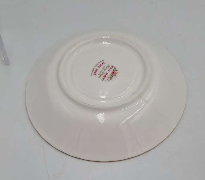 Vintage Royal Albert MOSS ROSE Tea Duo - Bone China - England-CHIPPED AND HAIRLINE CRACK