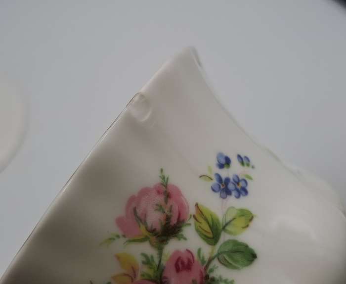 Vintage Royal Albert MOSS ROSE Tea Duo - Bone China - England-CHIPPED AND HAIRLINE CRACK