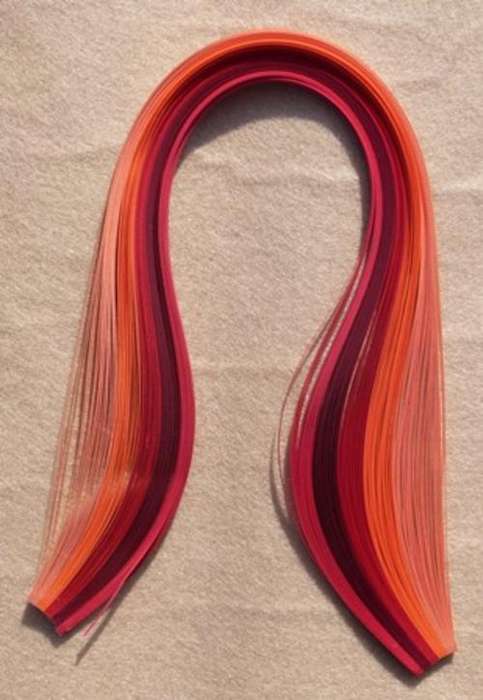 K-CRAFT QULILING PAPER 5mm REDS-ORANGE (100 strips)