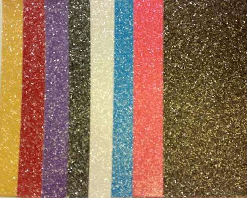 GLITTER CARD STOCK - 15 x 11cm - 8  ass. colours