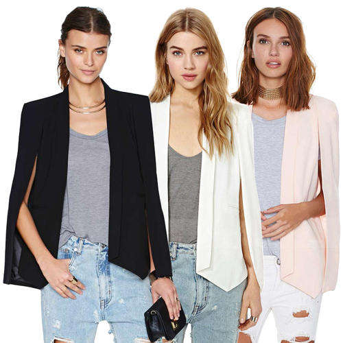 Women's Winter Lapel Cape Front Open Casual Blazer/Jacket/Coat Size S/M/L