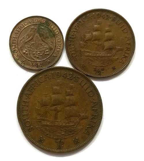 UNION 1942 1/4+1/2+1 PENNY (3 COINS)