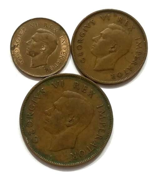 UNION 1942 1/4+1/2+1 PENNY (3 COINS)
