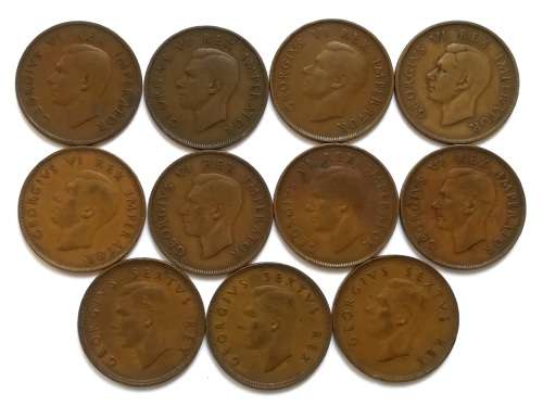 UNION 1939 TO 1950 NO 1947 ALL DATES (11 COINS)  PENNY