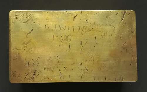WW1 **TRENCH ART** RAZOR BOX C T WITTS 1916 90X48X45MM