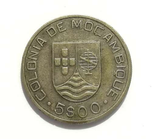 MOZAMBIQUE 1935 SILVER 5 ESCUDOS