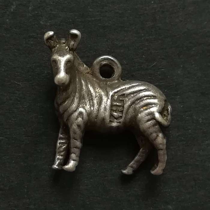 STERLING SILVER CHARM - ZEBRA 15 X 15MM 2.7GRAMS