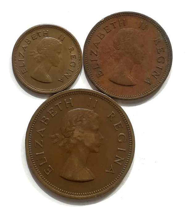 UNION 1957 1/2+1/2+1 PENNY (3 COINS)
