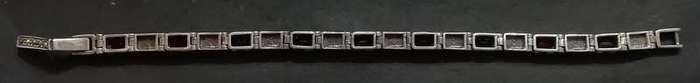 STERLING SILVER GARNETS AND MARCASITE BRACELET 180X4MM 20 GRAMS