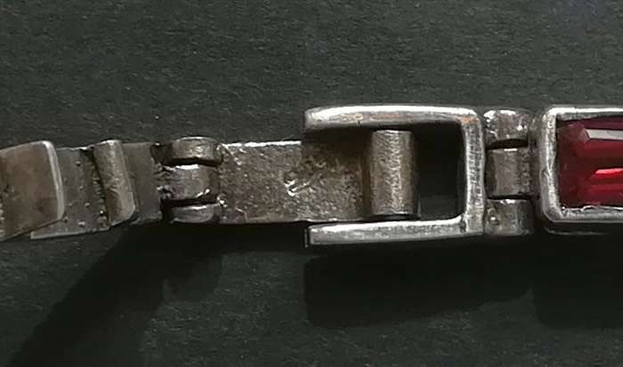 STERLING SILVER GARNETS AND MARCASITE BRACELET 180X4MM 20 GRAMS