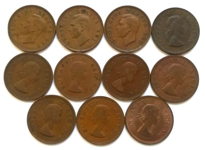 UNION 1950 TO 1960  PENNY - *ALL DATES* (11 COINS)