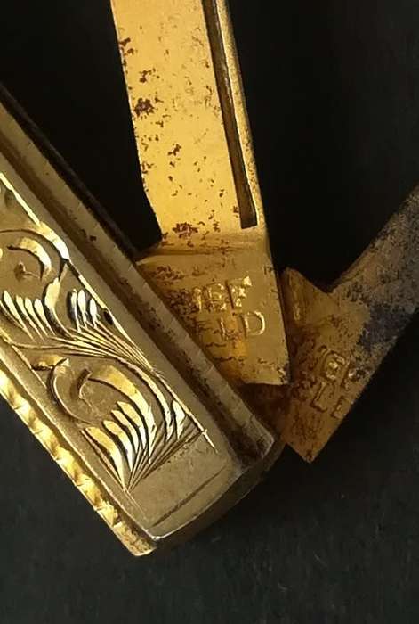 **RARE** BIRMINGHAM 1911 STERLING SILVER GILT CHATELAINE BUTTON HOOK+KNIFE